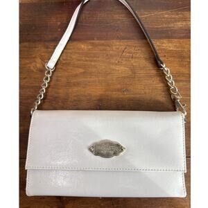Rosetti New York White Vinyl Clutch Hand Bag Purse Adjustable Chain Strap Y2K